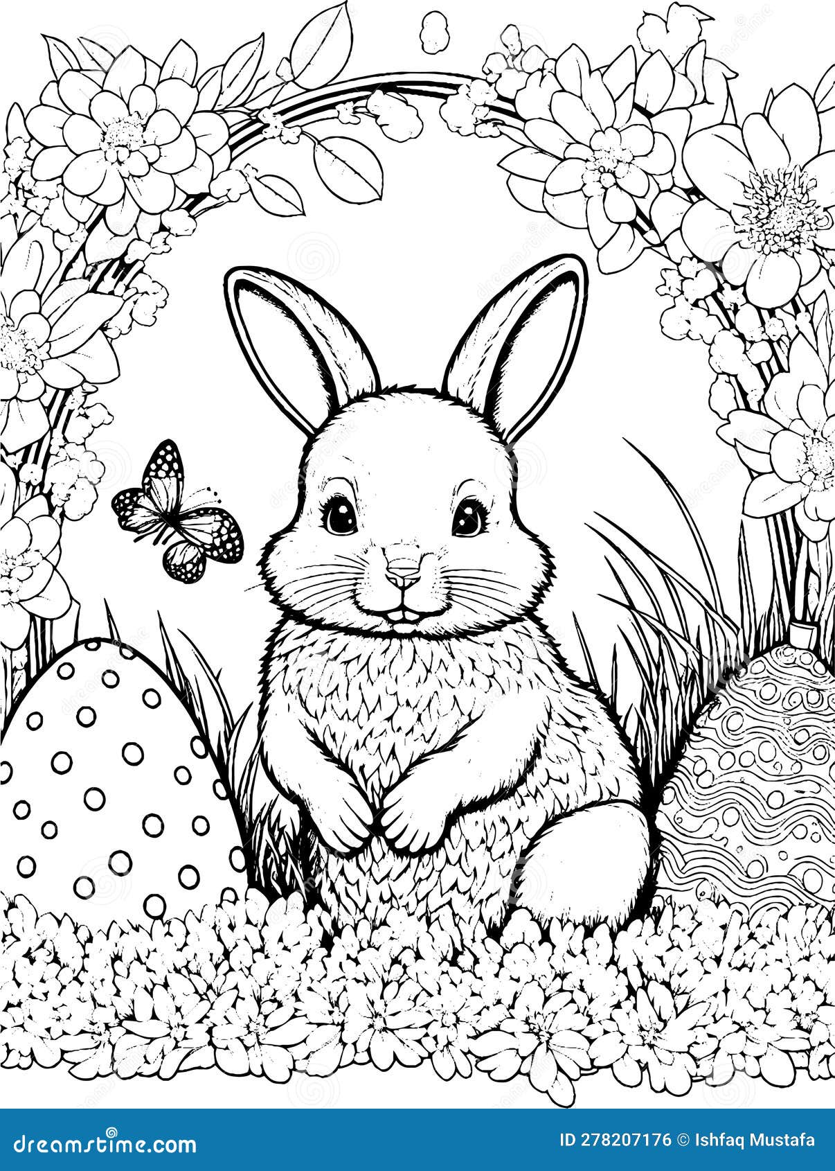 Happy easter day coloring pages for kids and adults happy easter day stock vector
