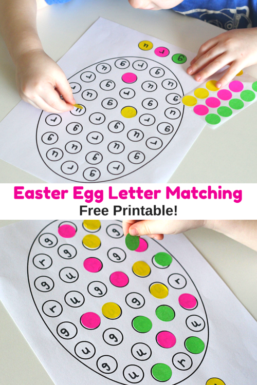 Easter egg letter matching printable
