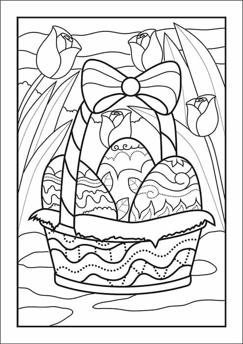 Free printable easter basket coloring page for kids and adults