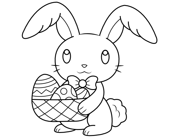 Printable easter bunny and basket coloring page