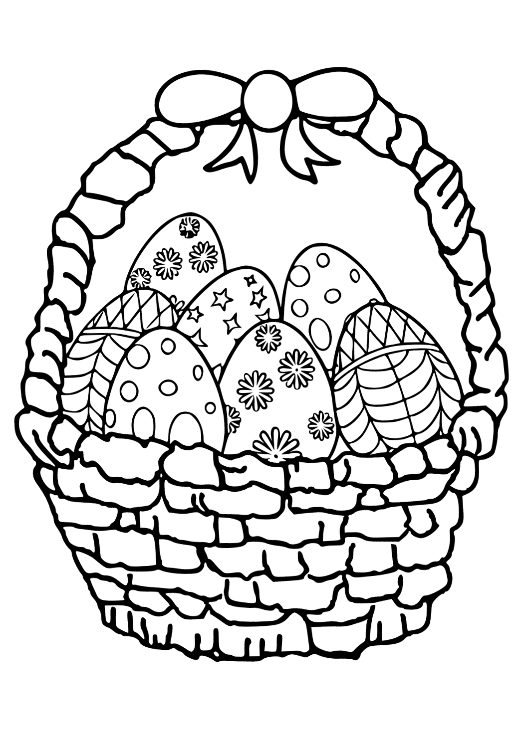 Free printable easter basket eggs coloring page for adults and kids