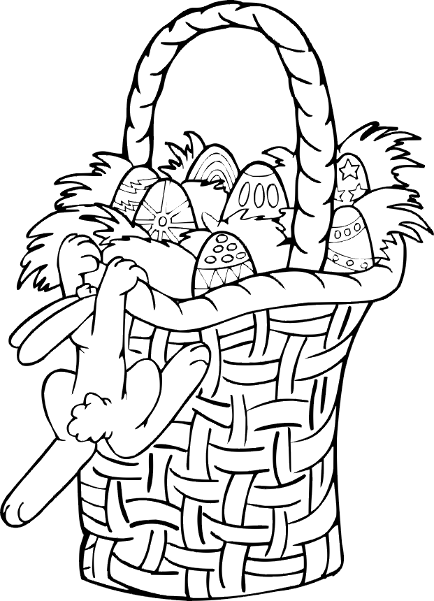Printable easter coloring page easter basket bunny