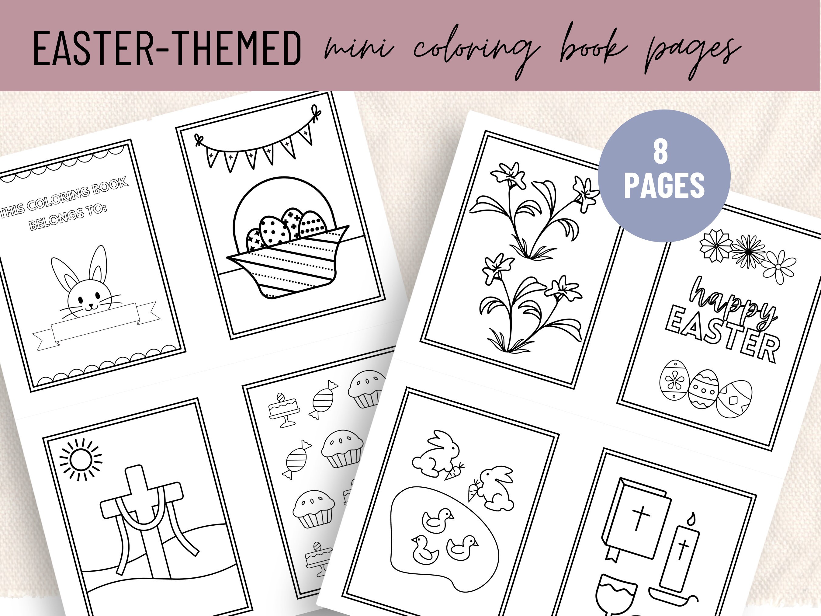 Printable easter mini coloring book religious coloring book easter egg and bunny coloring pages for kids