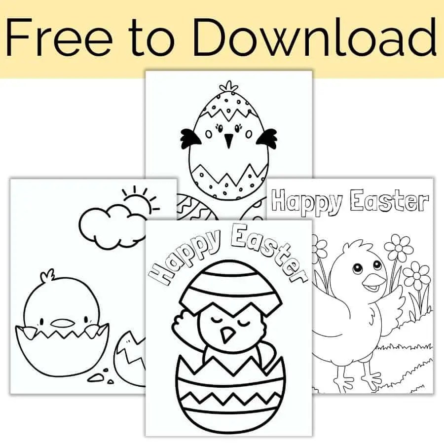 Super cute easter chicks colouring pages for toddlers