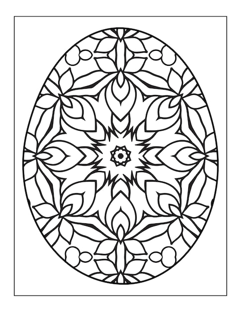 Premium vector intricate easter egg coloring page ester day egg mandala flower adult coloring book