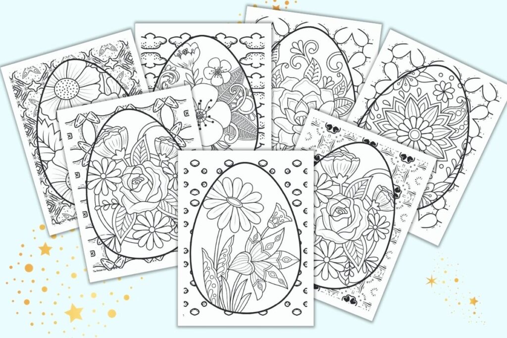 Free printable easter egg coloring pages for adults