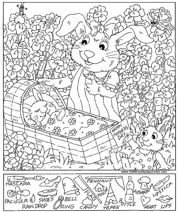Online coloring pages coloring page find the objects from the bottom in the picture find things download print coloring page