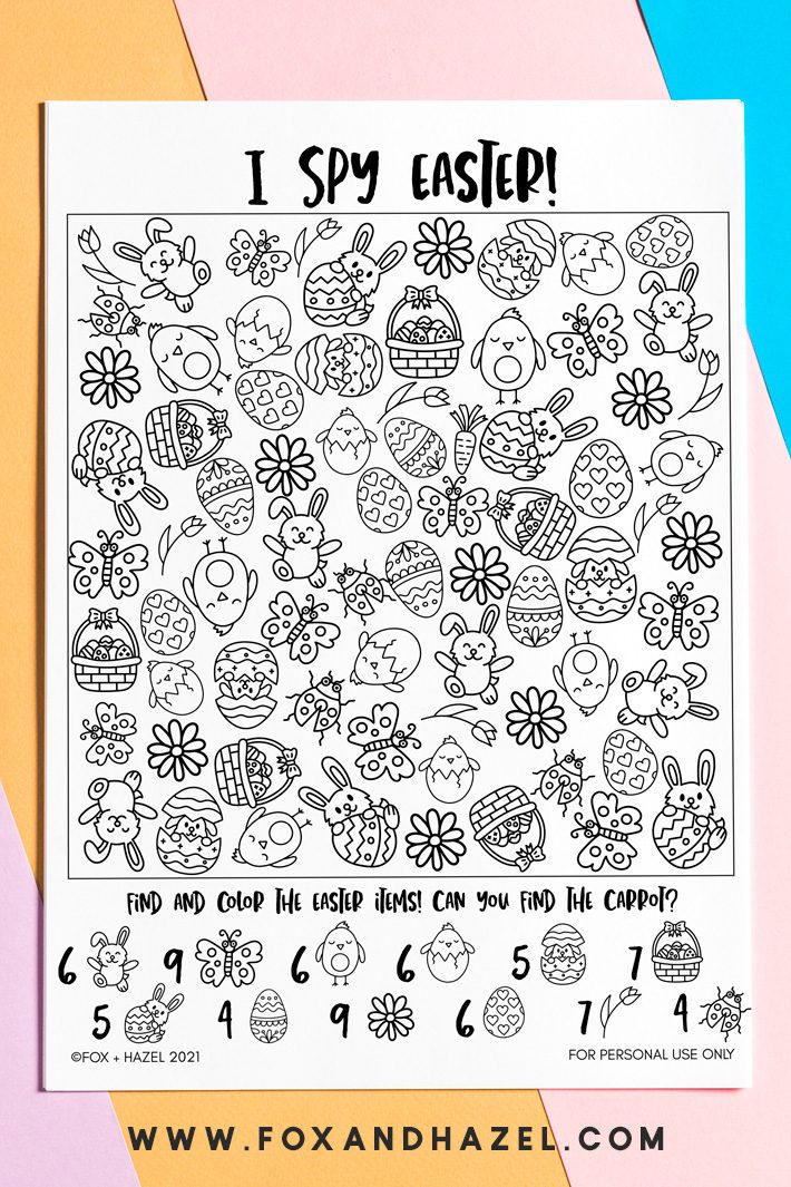 Free printable i spy easter activity sheet