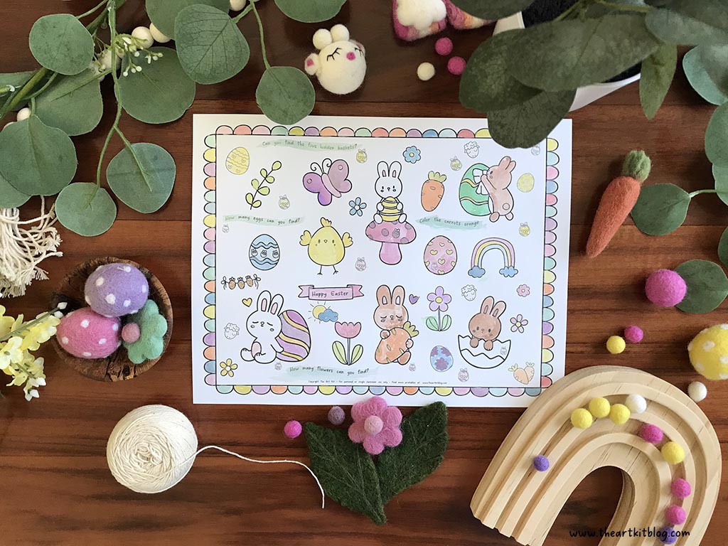 Free printable easter coloring page with hidden pictures â the art kit