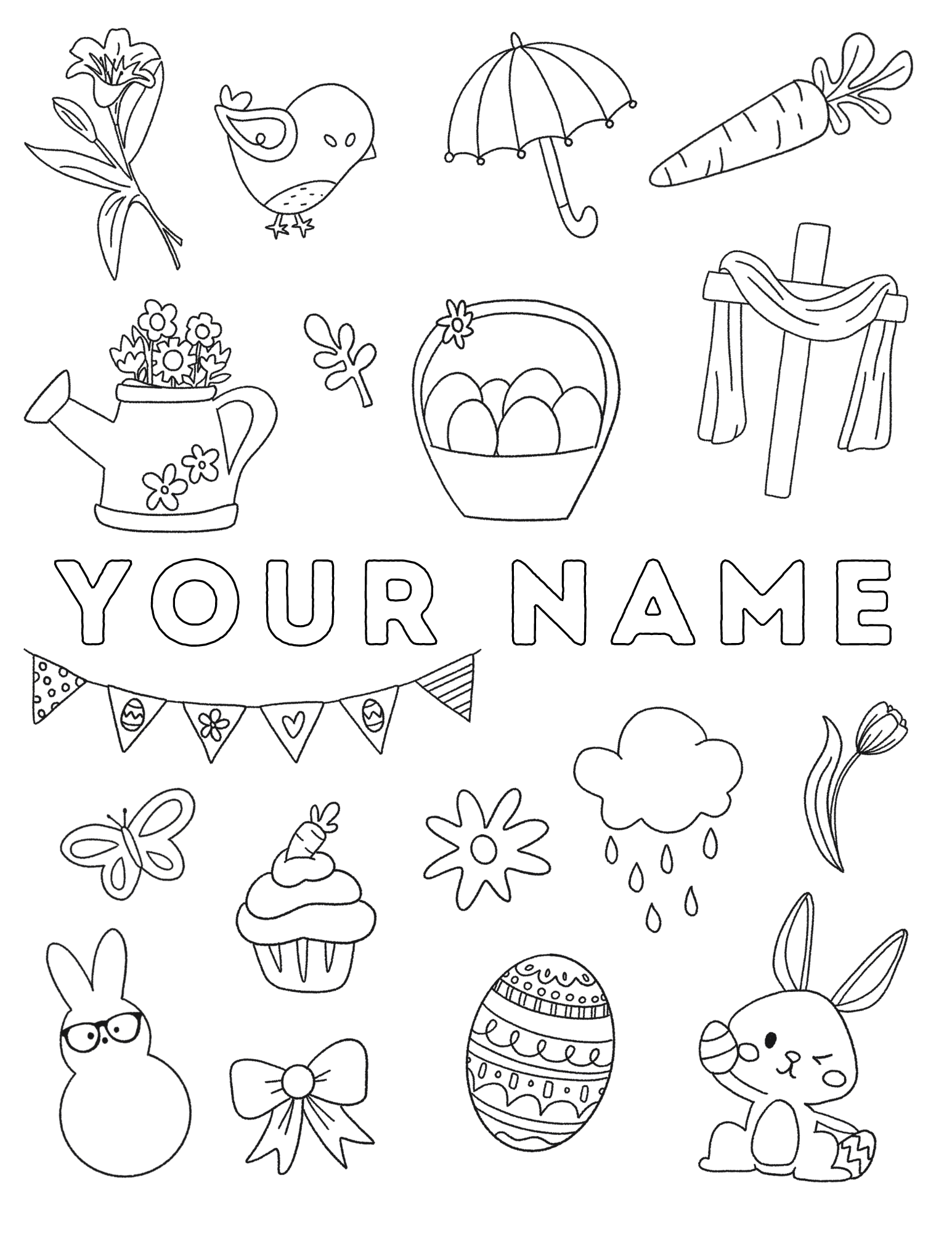 Custom easter name coloring page â the letter vee