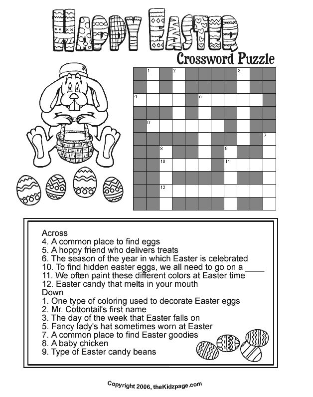 Crossword puzzles printable easter puzzles color puzzle easter crossword