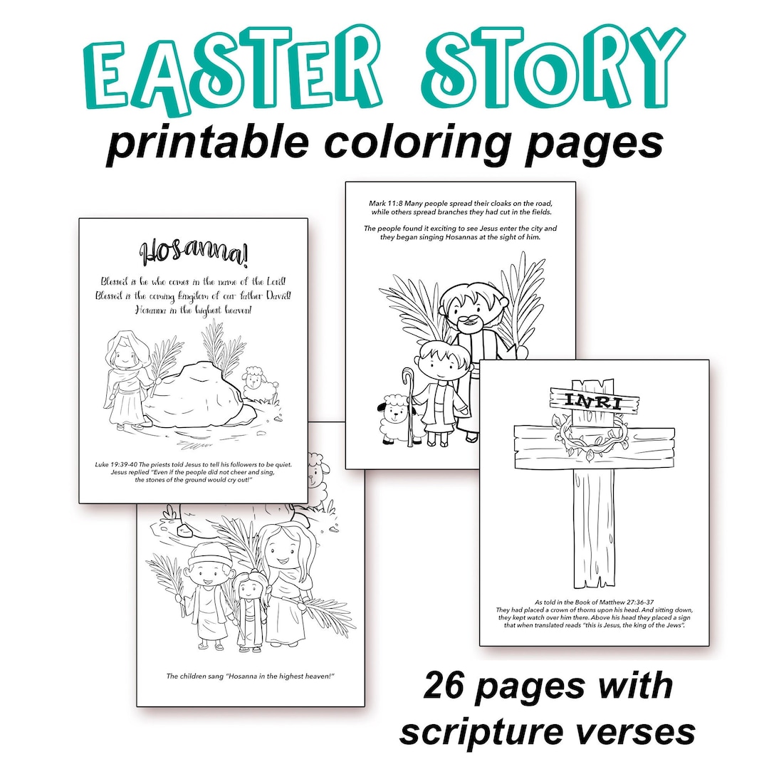 Easter bible story coloring sheets palm sunday passover easter scripture coloring activity for kids all ages at home or sunday school