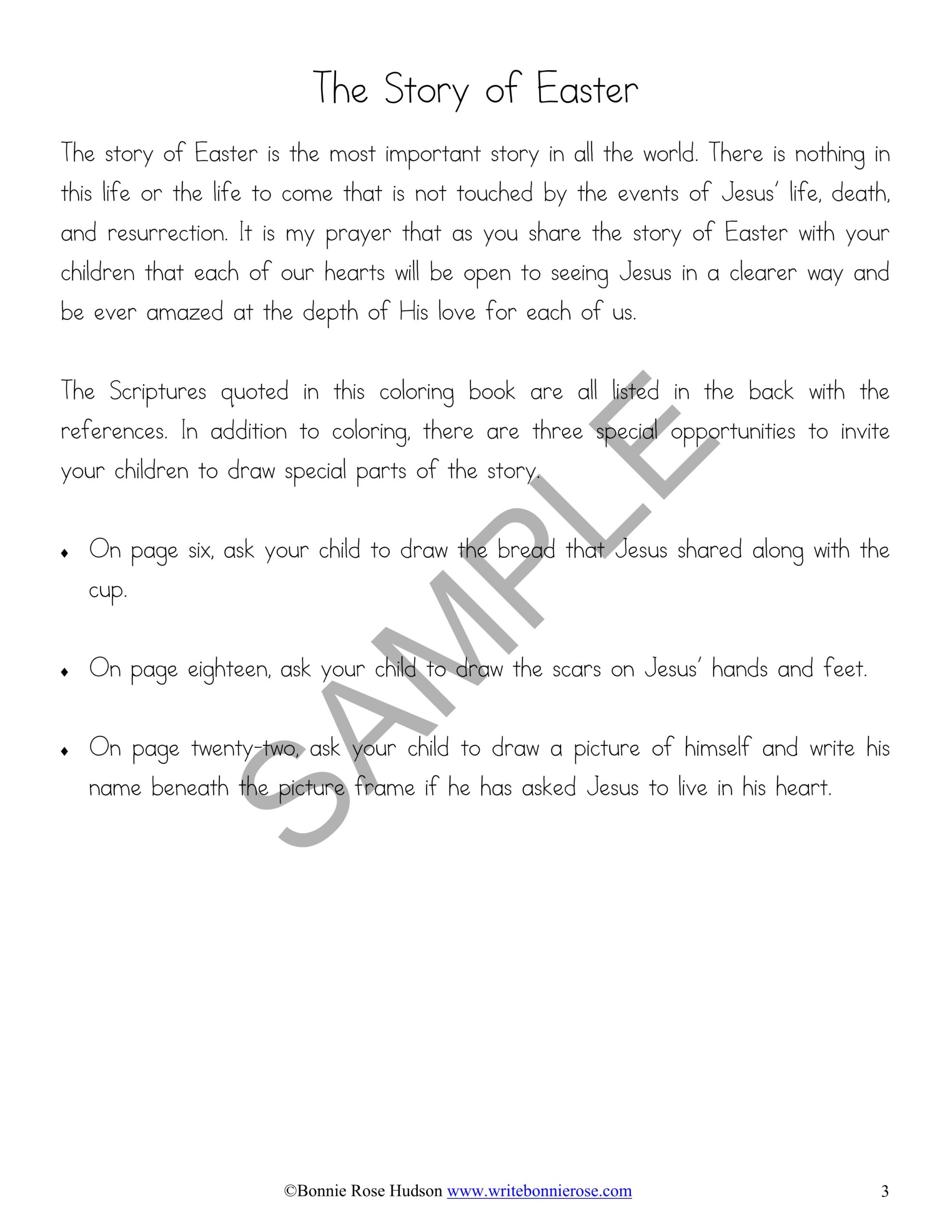 Easter story coloring book with print copywork made by teachers