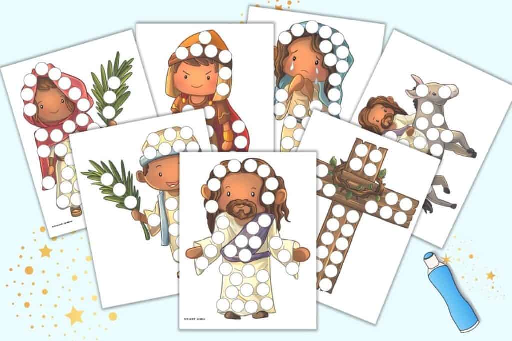 Free printable easter story dot marker coloring pages