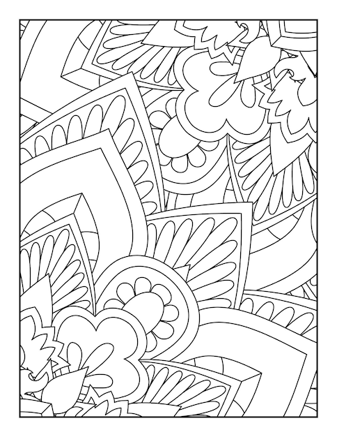 Premium vector floral coloring book floral coloring book for adults floral coloring page coloring pages books