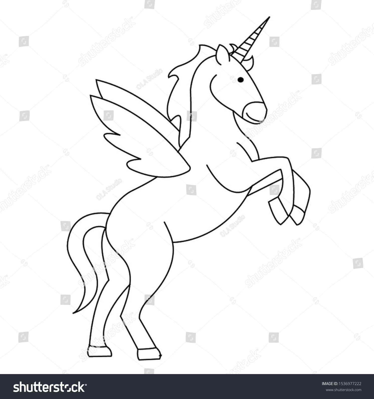 Easy coloring book unicorn printable kids stock illustration