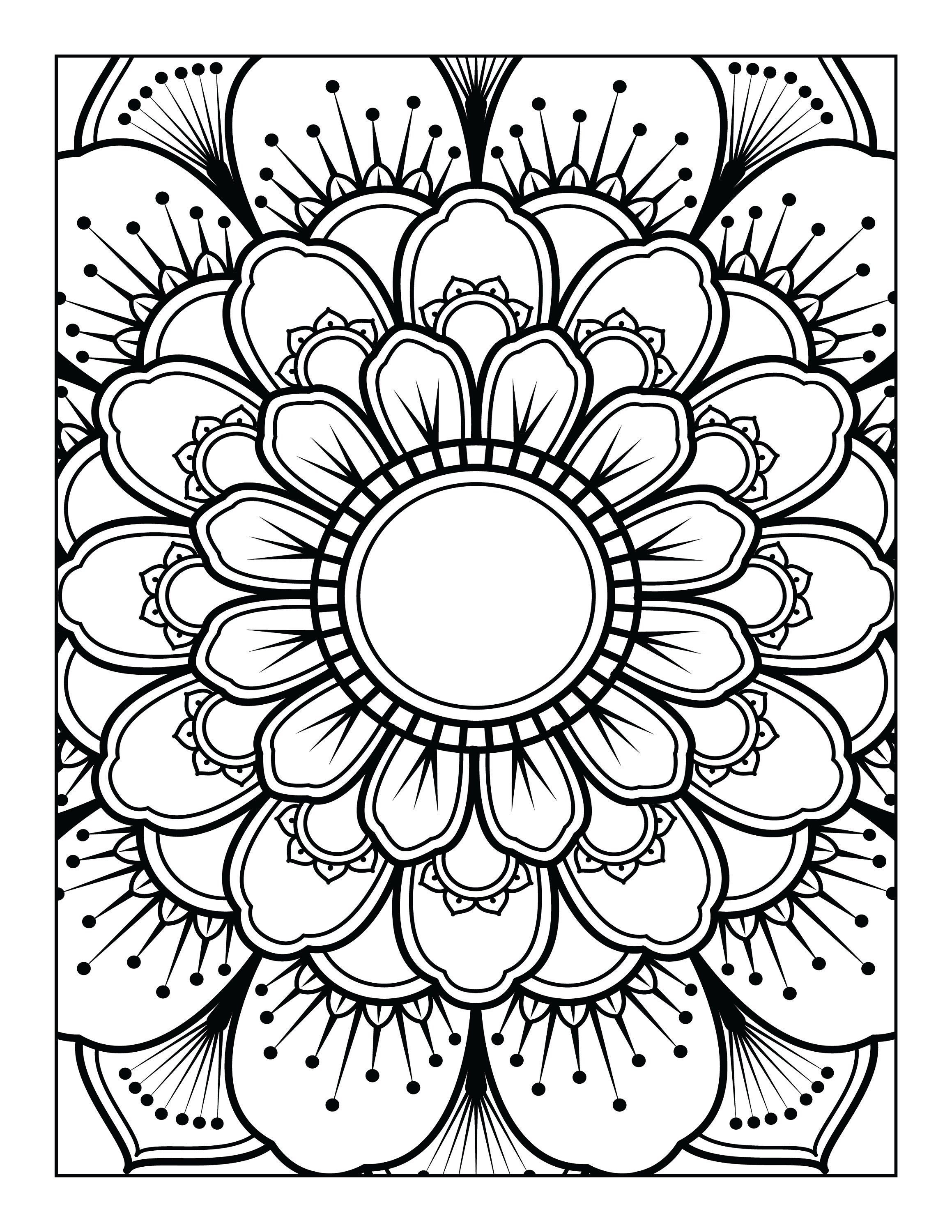 Printable mandala adult coloring pages floral easy coloring book mandalas