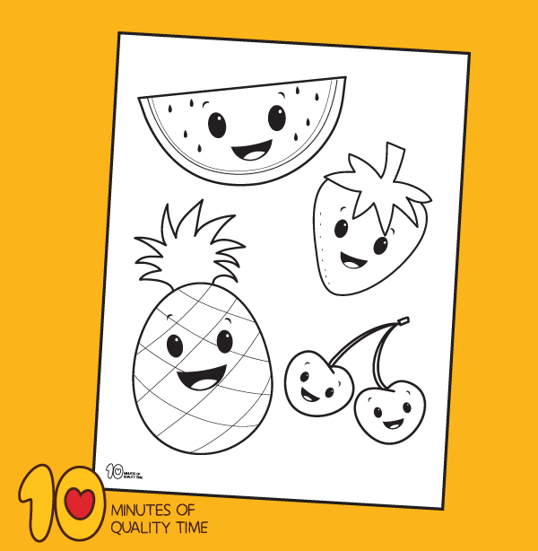 Fruit coloring page â minutes of quality time