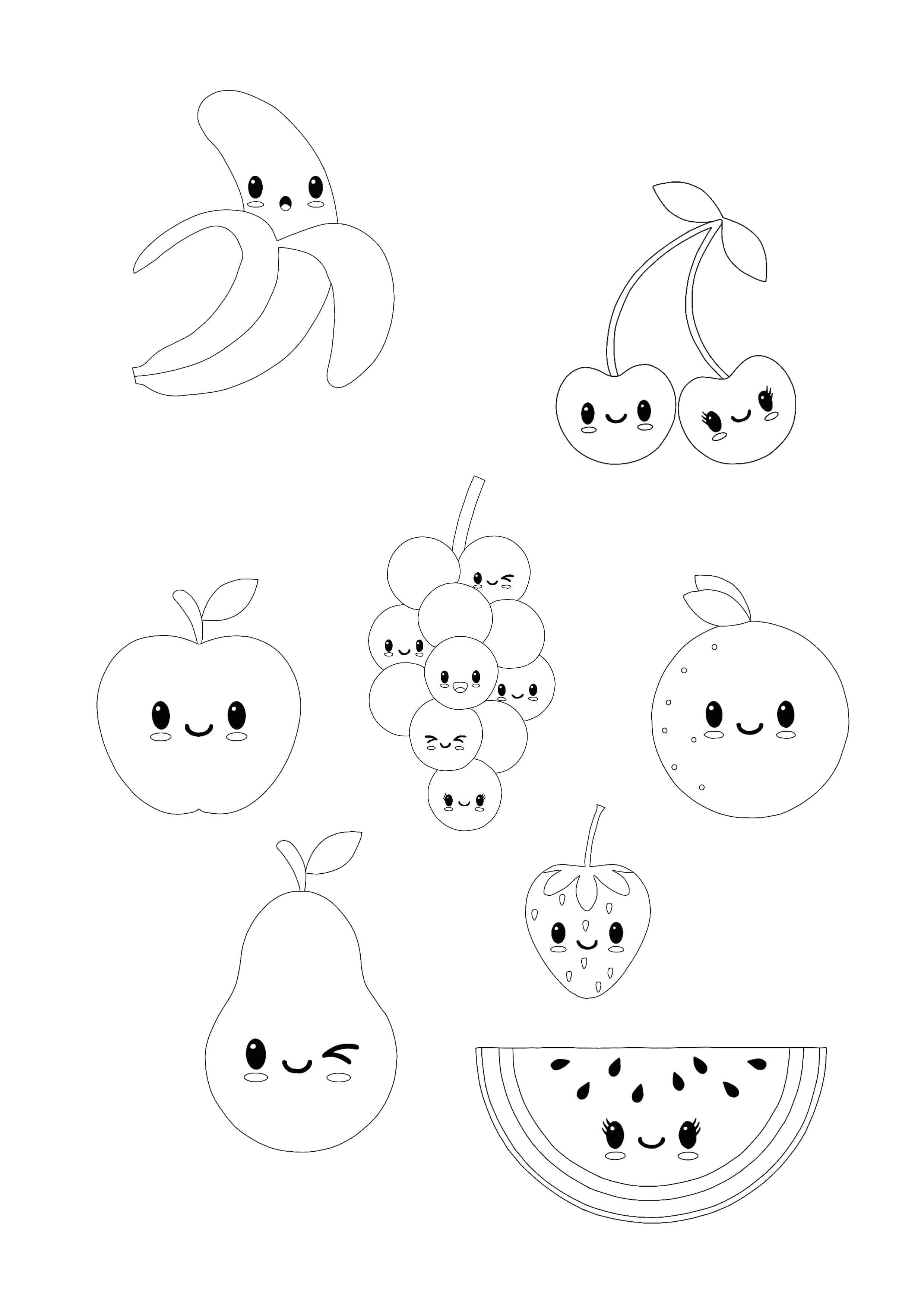 Kawaii fruits coloring page fruit coloring pages coloring books kawaii fruit