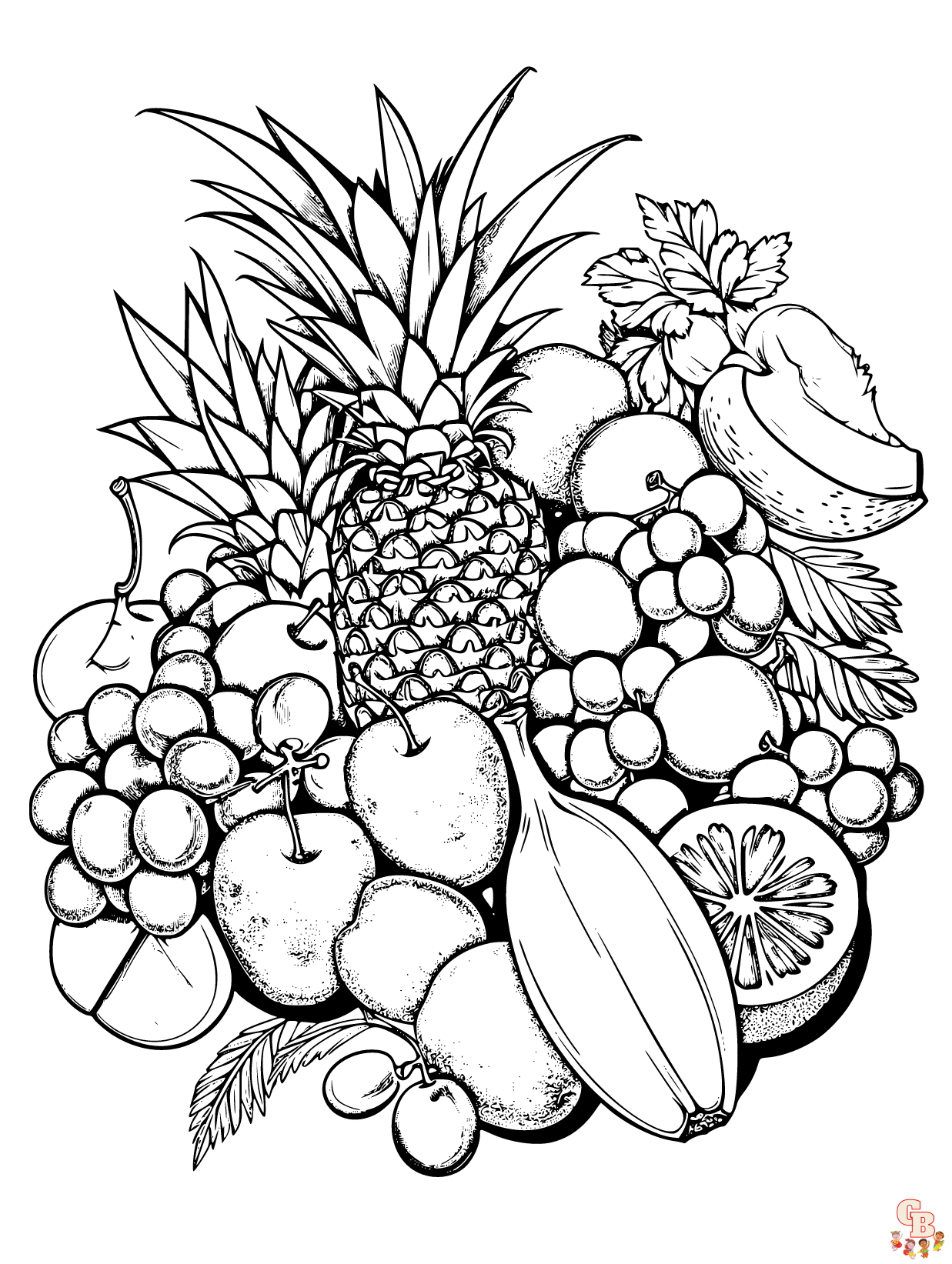 Fun and educational fruit coloring pages for kids