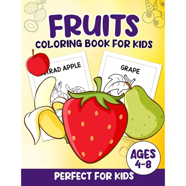 Fruits coloring book for kids fruits pages to color for kids including banana apple strawberry and many more blue saramen books