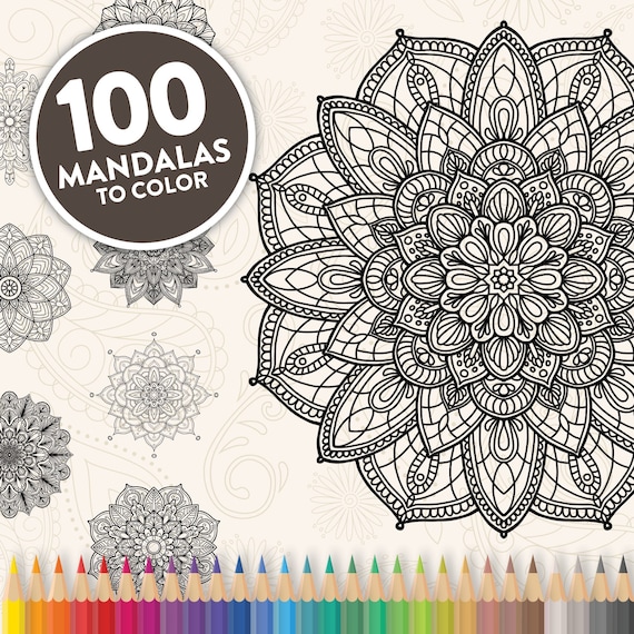 Printable mandala adult coloring pages floral mandala easy coloring book mandalas