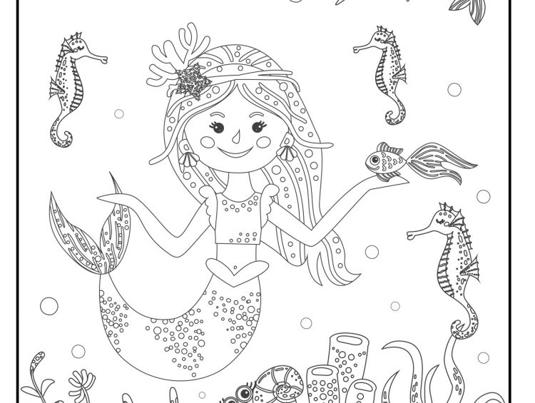 Free cute little mermaid coloring pages for kids printable easy