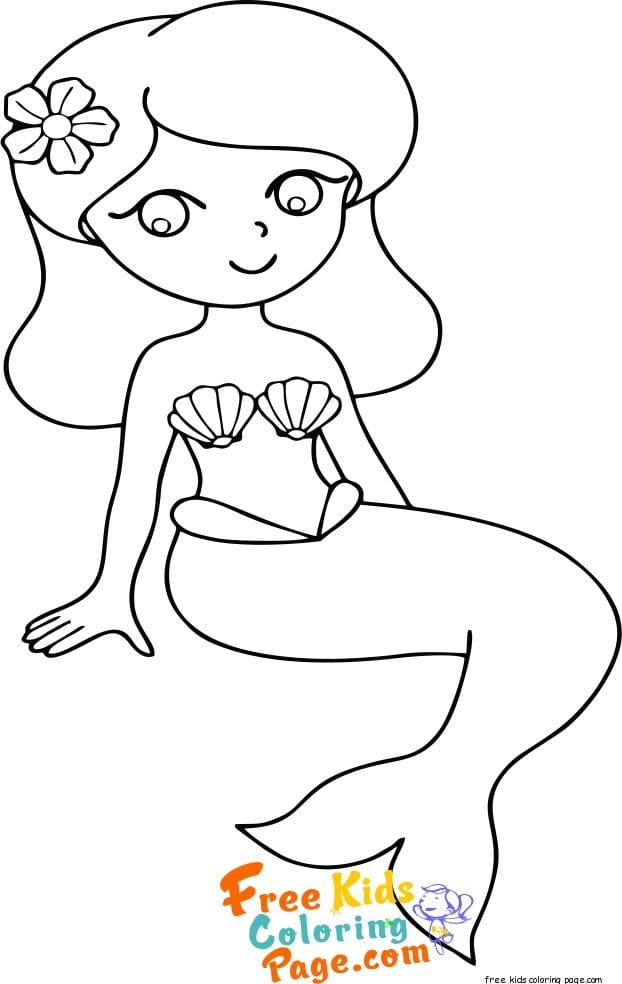 Mermaid drawing easy cute for kids cartoon printable