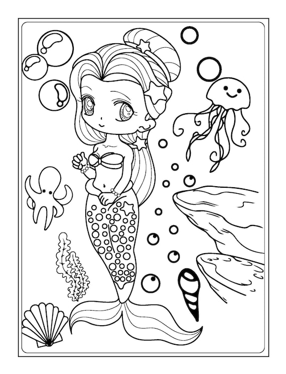 Printable mermaid coloring book pages