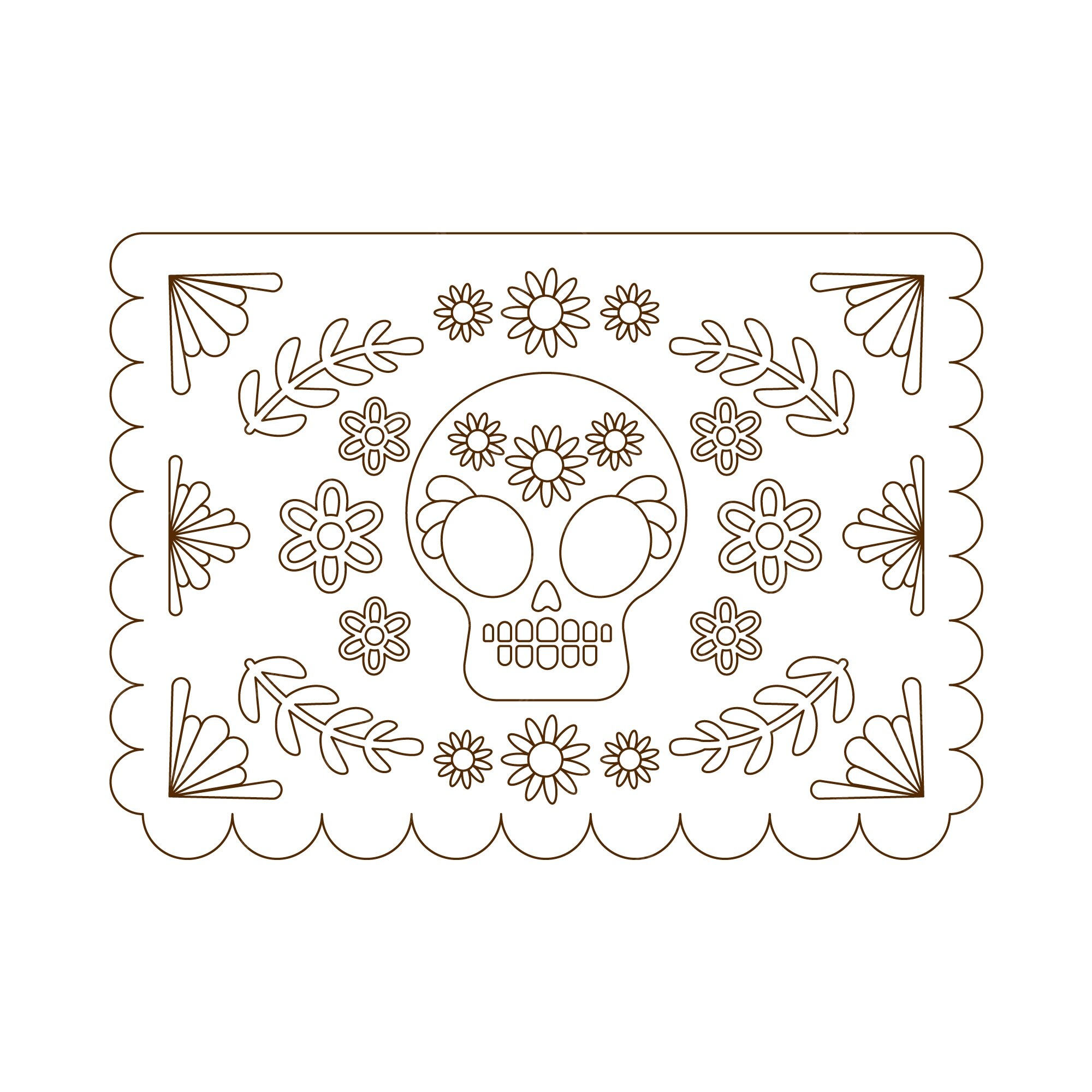 Free vector hand drawn papel picado coloring page illustration
