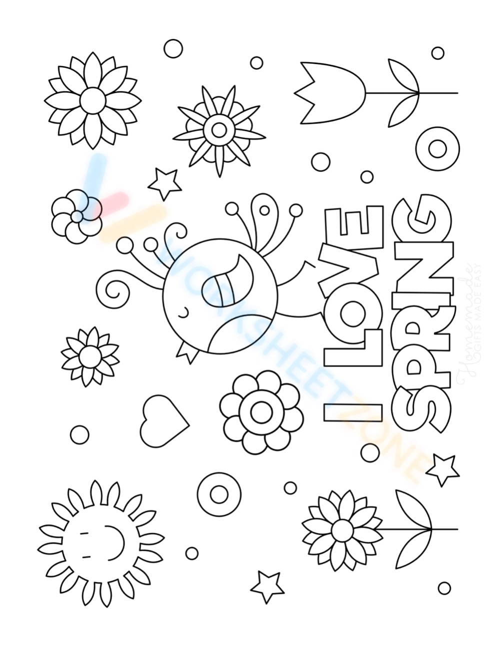 Grade spring coloring pages worksheets