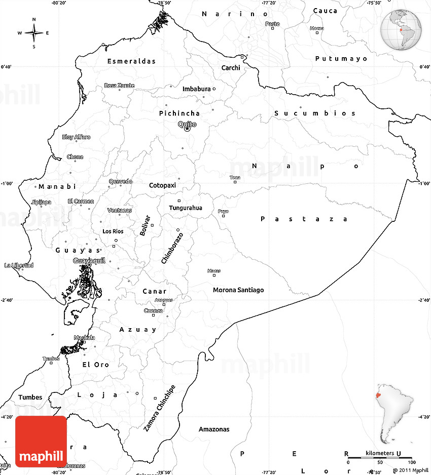 Blank simple map of ecuador