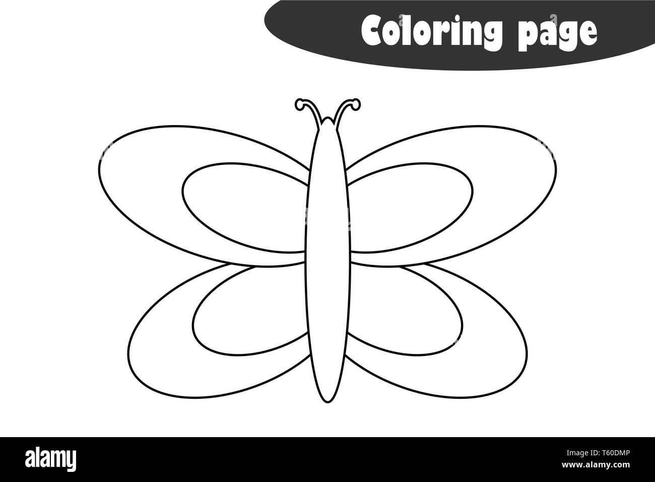 Butterfly in cartoon style coloring page spring education paper game for the development of children kids preschool activity printable worksheet stock vector image art