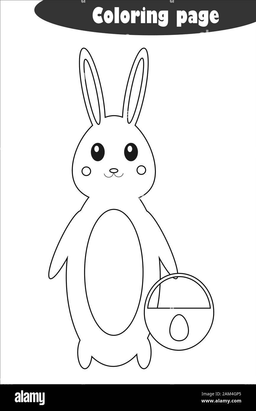 Bunny in cartoon style coloring page easter education paper game for the development of children kids preschool activity printable worksheet stock vector image art