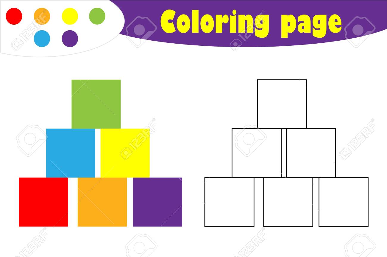 Cubes in cartoon style coloring page education paper game for the development of children kids preschool activity printable worksheet vector royalty free svg cliparts vectors and stock illustration image