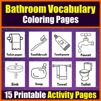 Bathroom vocabulary coloring pages