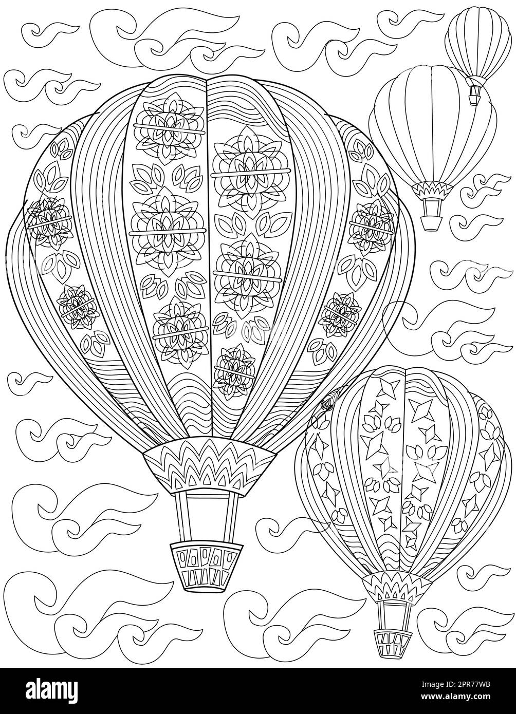 Flying balloon outline black and white stock photos images