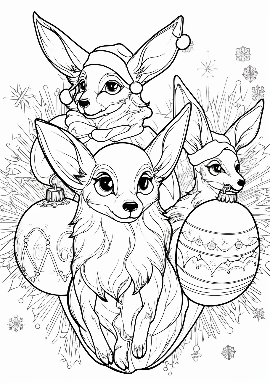 Festive eevee evolutions detailed art style
