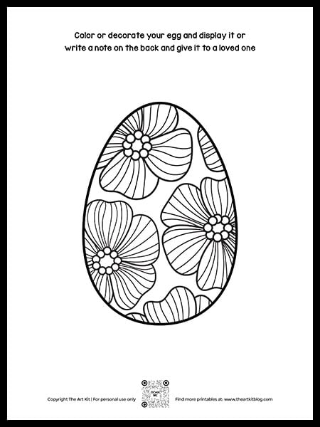 Beautiful flower easter egg coloring page â the art kit