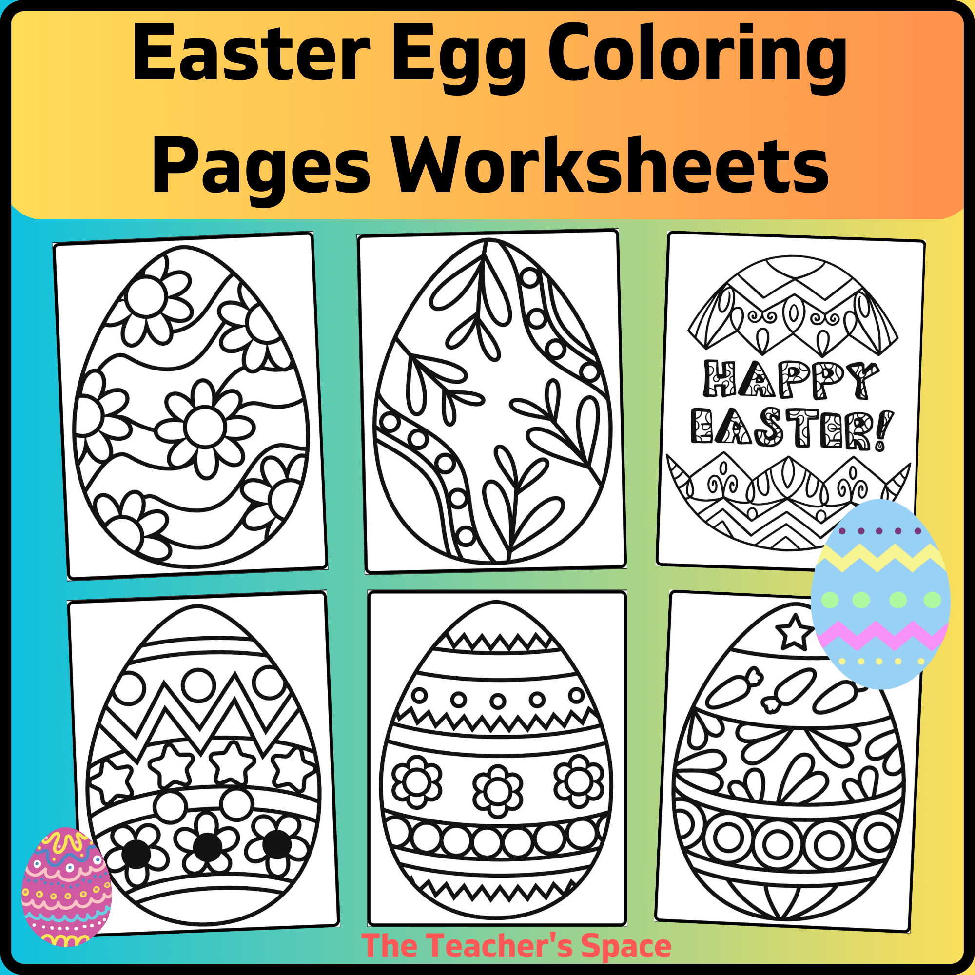 Easter egg coloring pages worksheets made by teachers