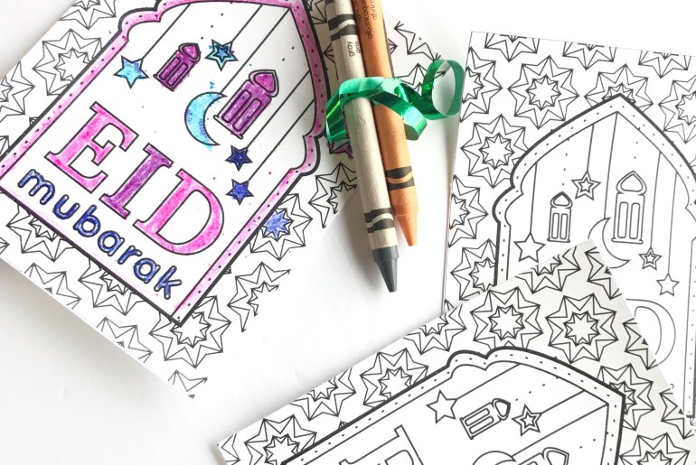 Diy eid coloring page favors â