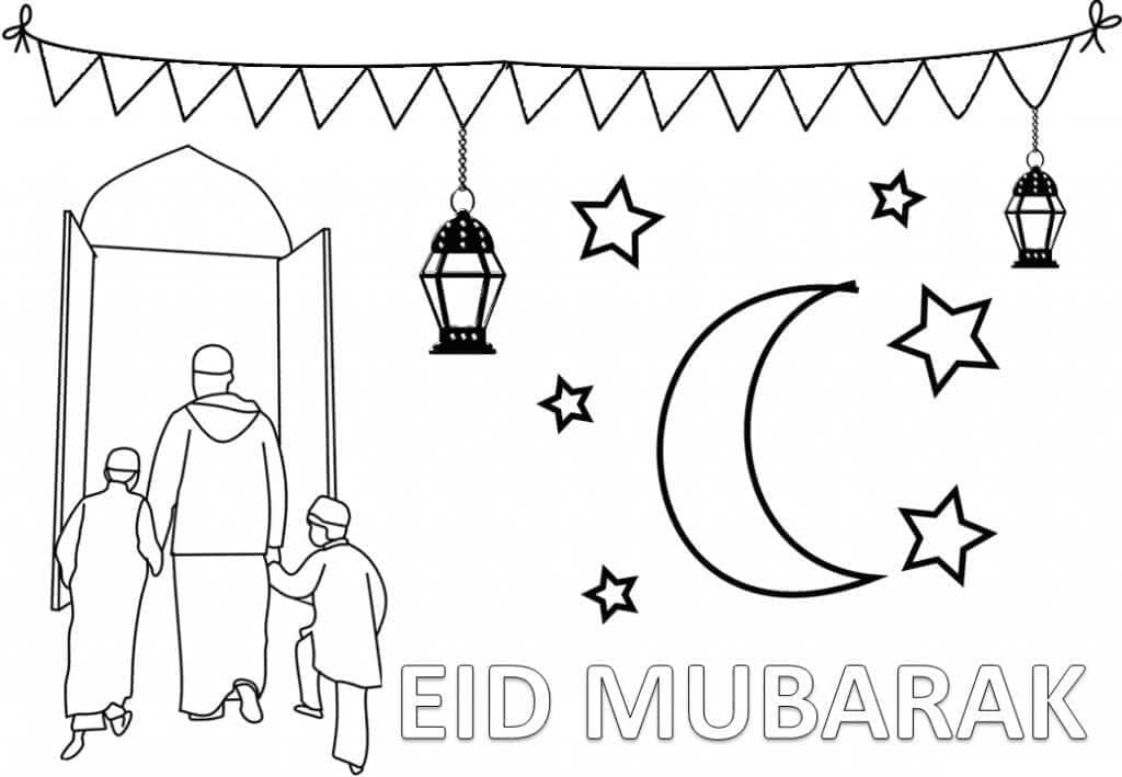 Free printable eid mubarak coloring page
