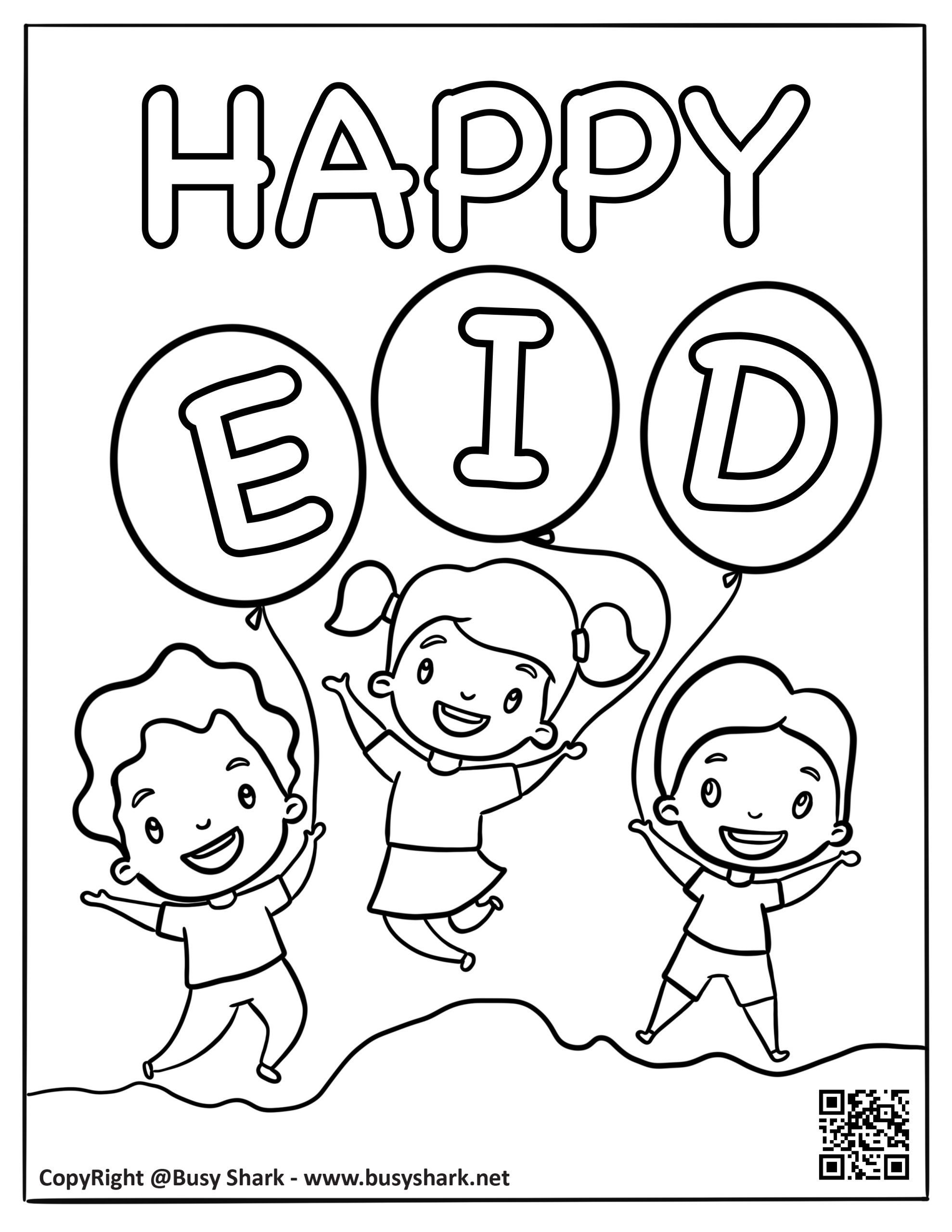 Happy eid mubarak coloring page