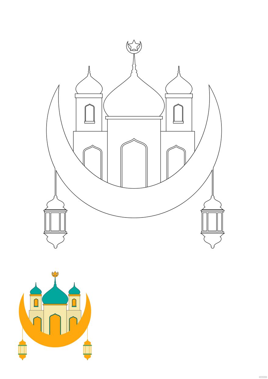 Free eid al adha mubarak coloring page