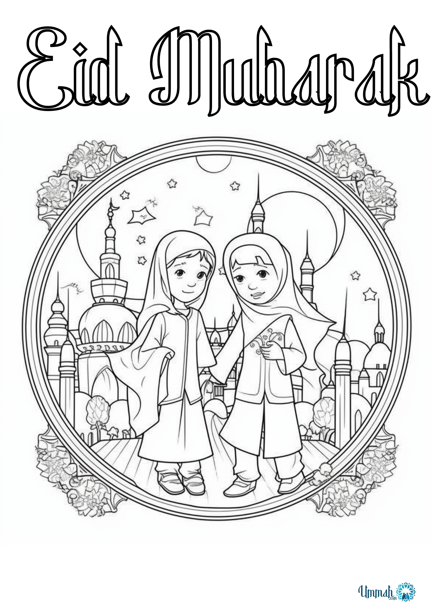 Free printable eid mubarak coloring pages for kids