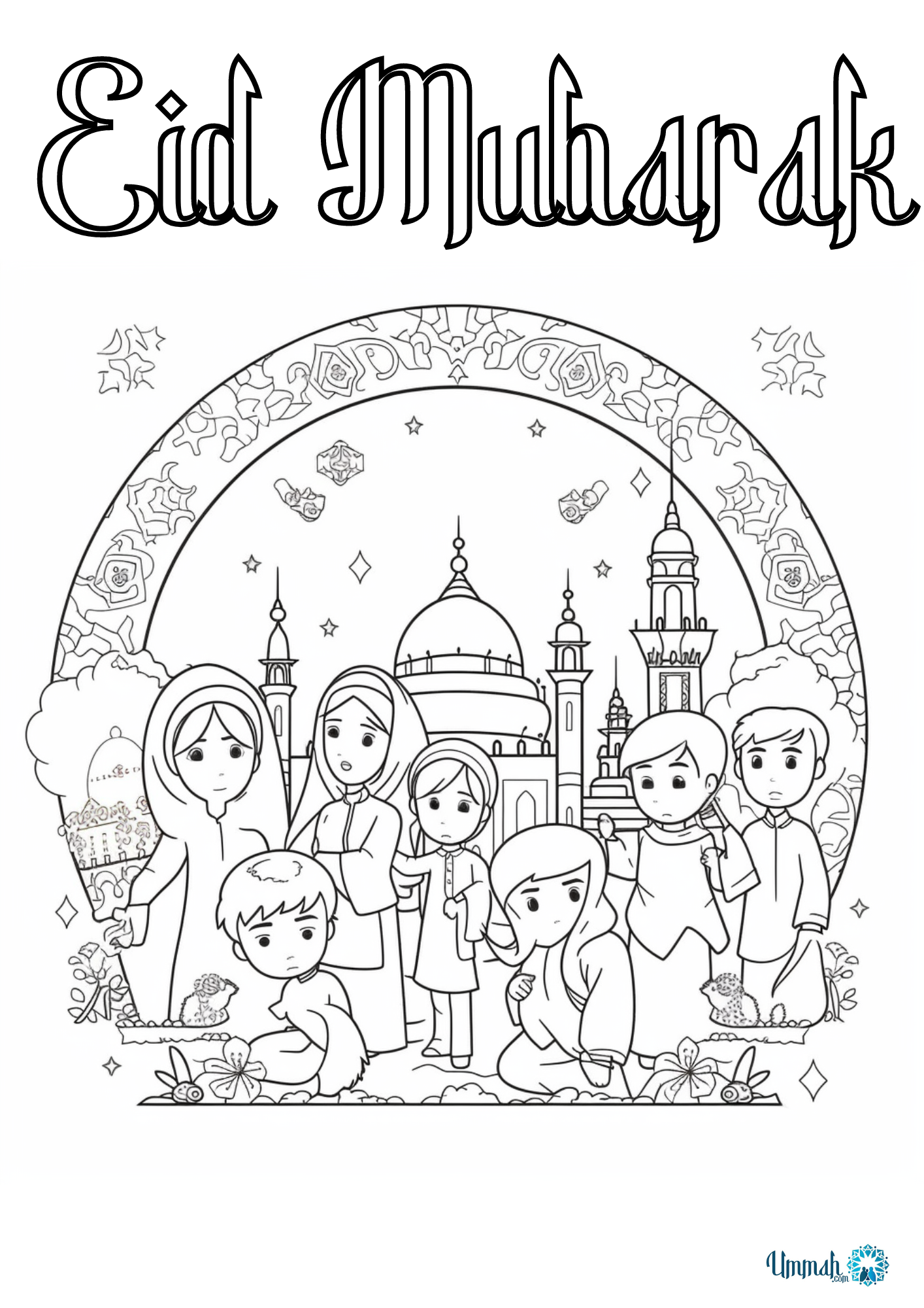 Free printable eid mubarak coloring pages for kids