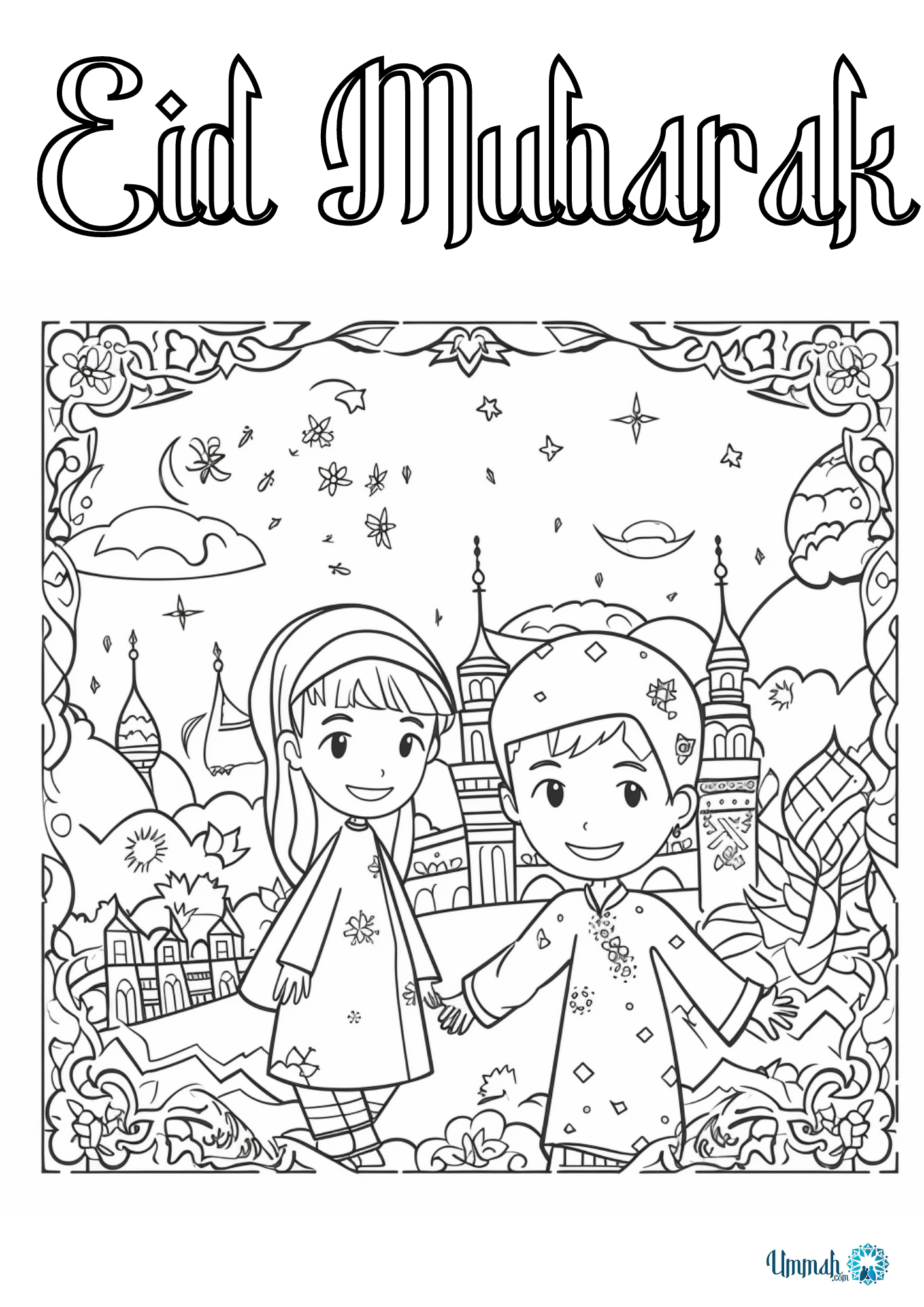 Free printable eid mubarak coloring pages for kids