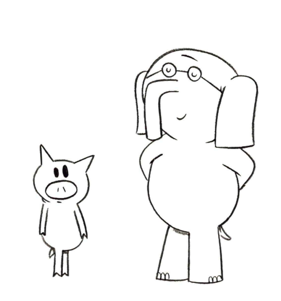 Awesome image of elephant and piggie coloring pages