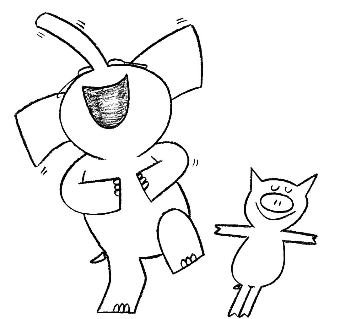 Print elephant and piggie coloring page