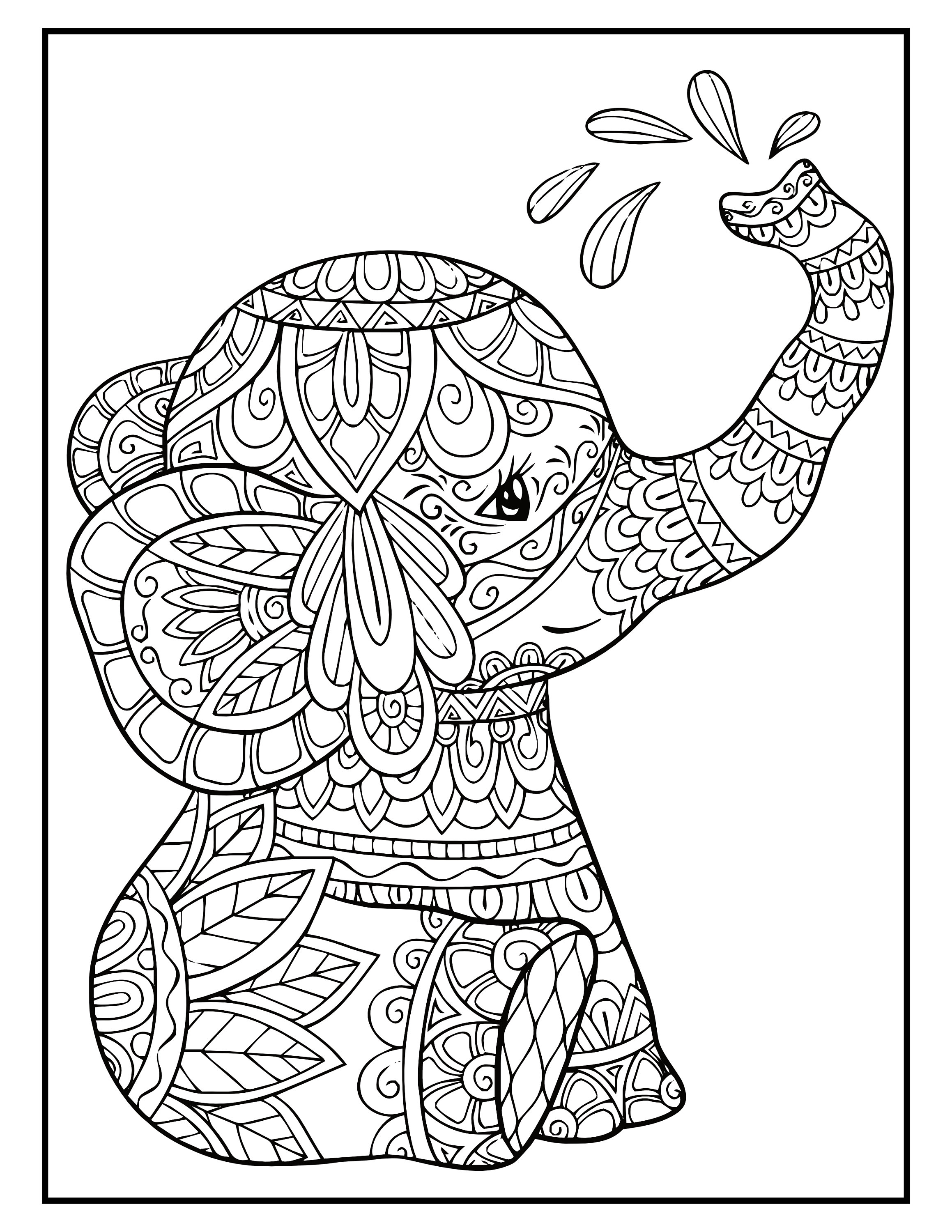Elephant mandala coloring pages page elephant coloring book for adults and kids printable